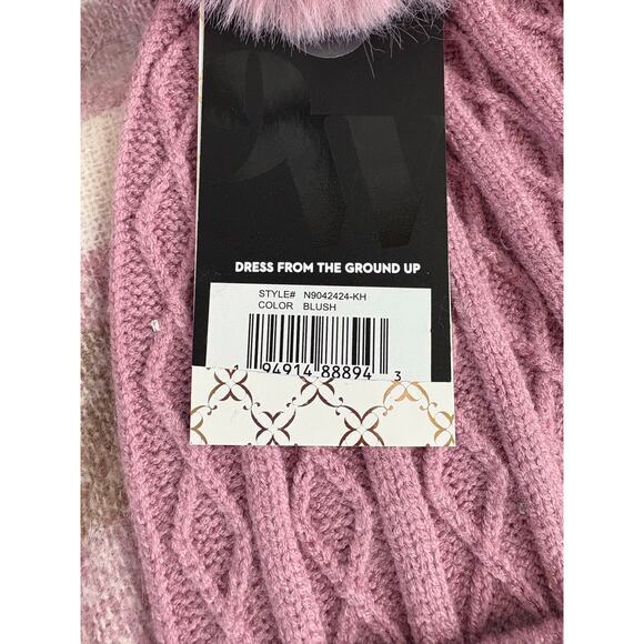 New Nine West Scarf and Faux Fur Pom Beanie Set - Picture 3 of 3